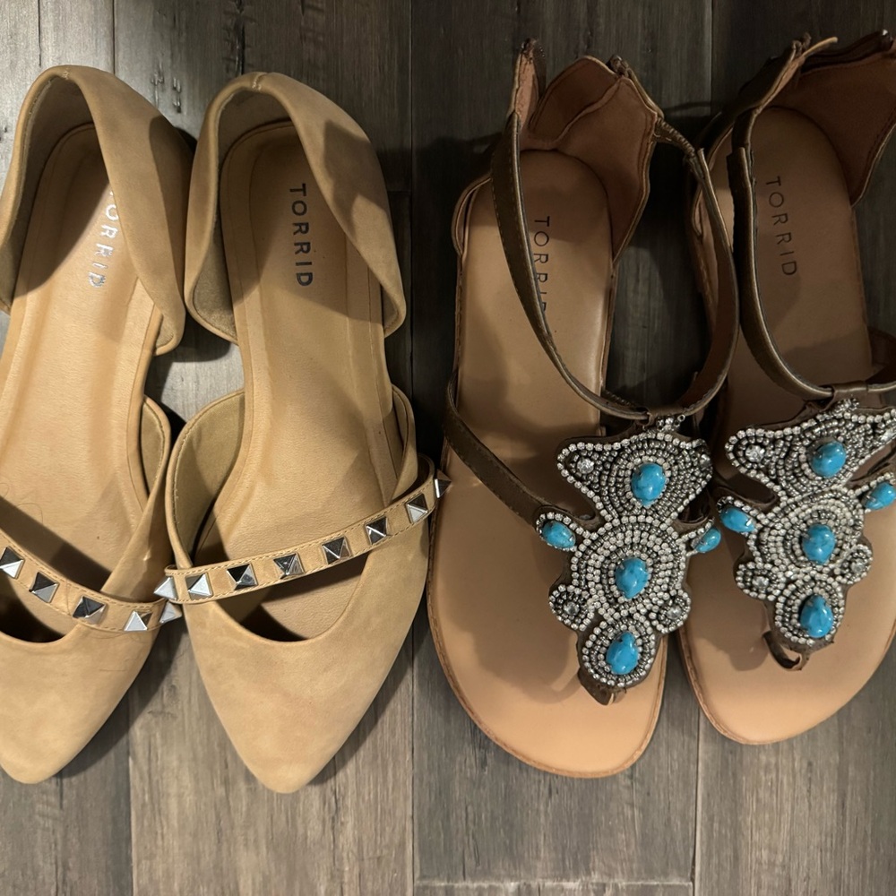 Torrid Tan Sandals with Turquoise Embellishments